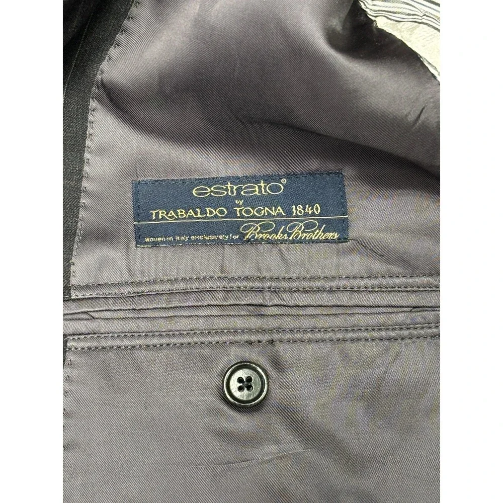 Brooks Brothers 1818 Madison Pinstripe Wool Blazer‎ Mens 46R Dark Gray USA